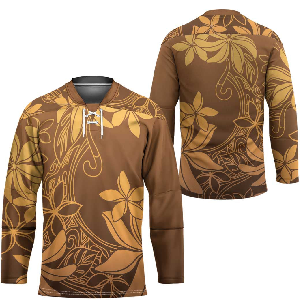 Tiare Tahiti Hockey Jersey Brown Polynesia Motifs LT05 - Polynesian Pride