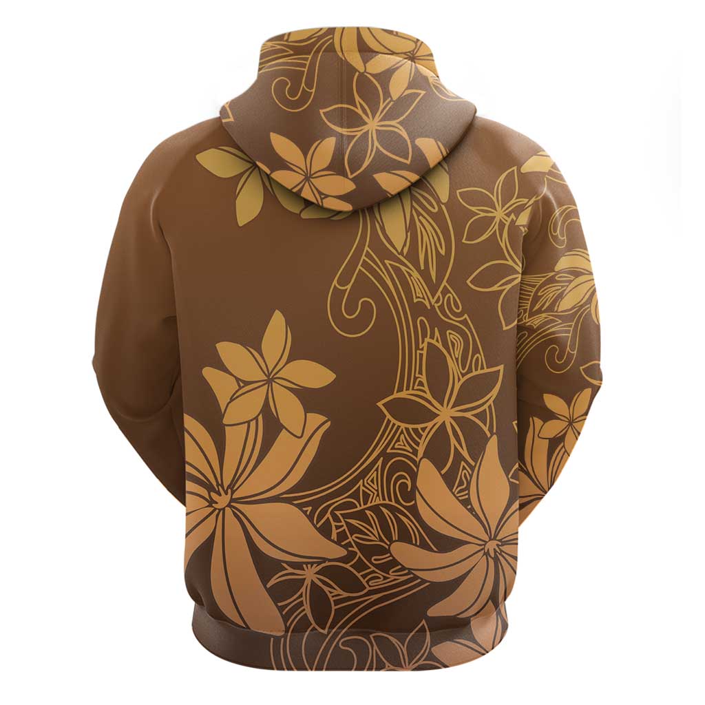 Tiare Tahiti Hoodie Brown Polynesia Motifs - Polynesian Pride