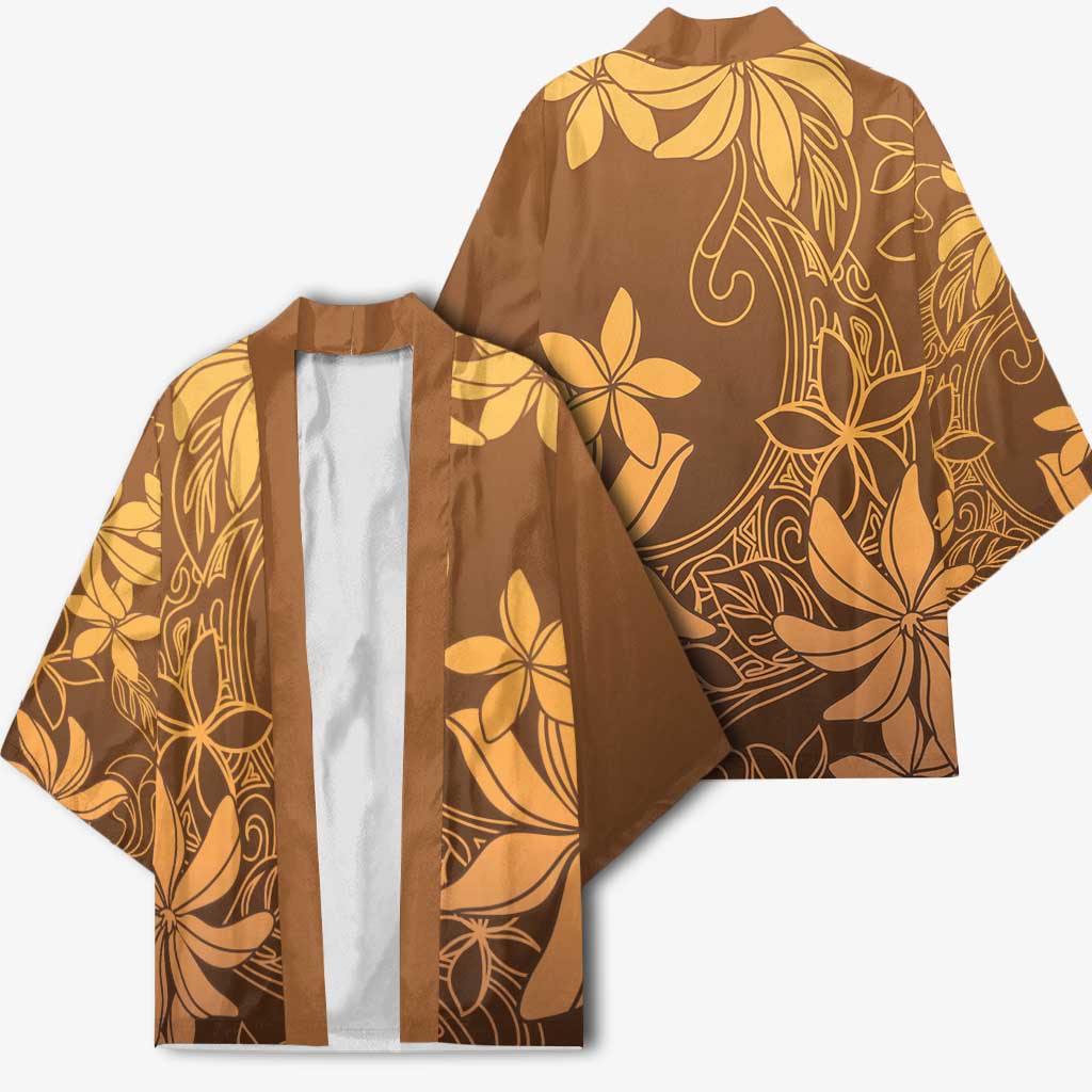 Tiare Tahiti Kimono Brown Polynesia Motifs - Polynesian Pride