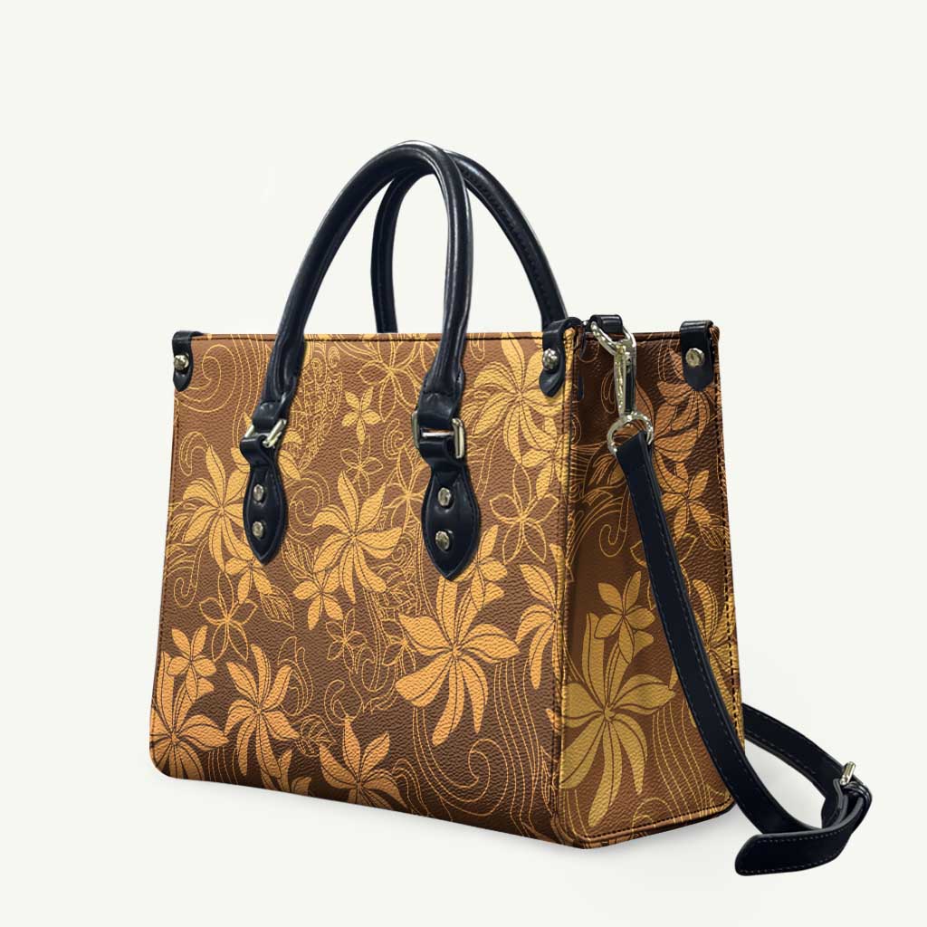 Tiare Tahiti Leather Bag Brown Polynesia Motifs - Polynesian Pride