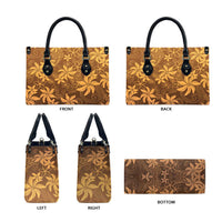 Tiare Tahiti Leather Bag Brown Polynesia Motifs - Polynesian Pride