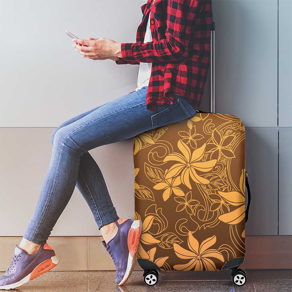 Tiare Tahiti Luggage Cover Brown Polynesia Motifs LT05 - Polynesian Pride