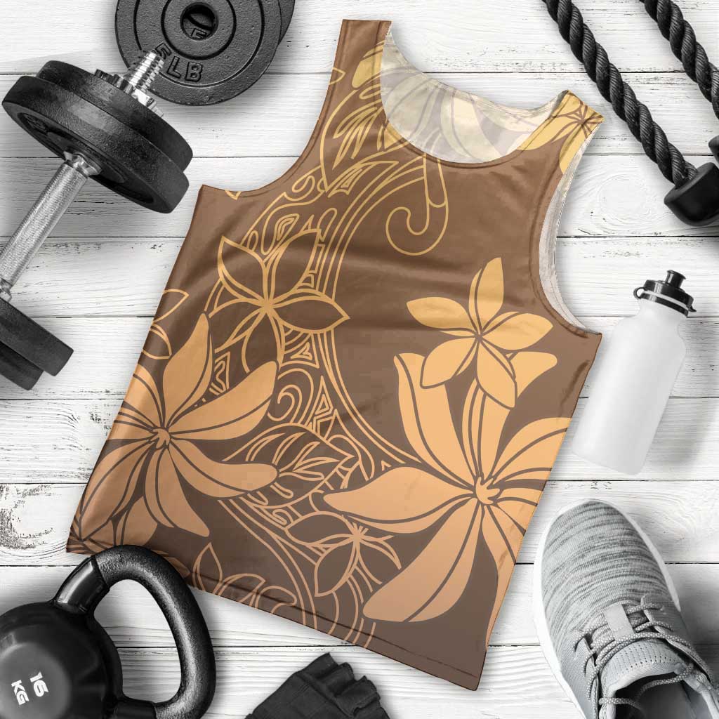 Tiare Tahiti Men Tank Top Brown Polynesia Motifs - Polynesian Pride