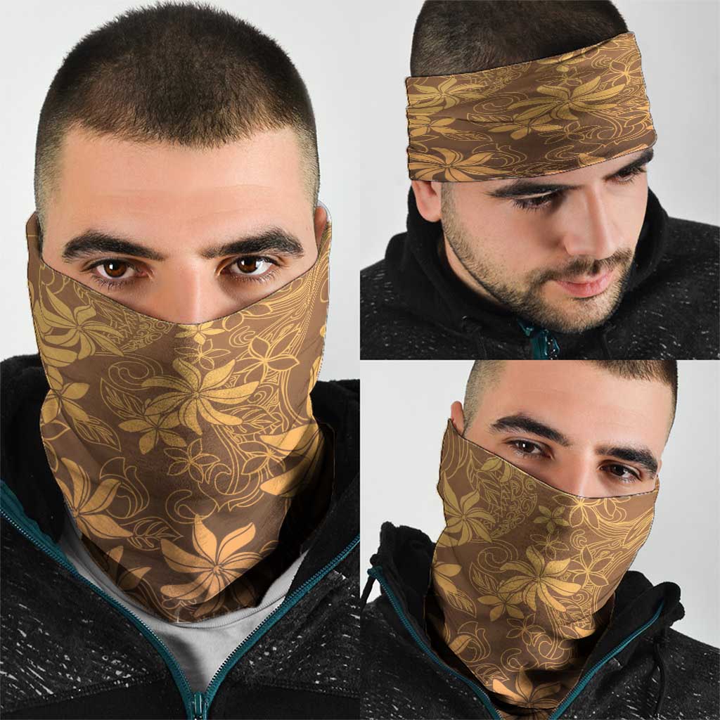 Tiare Tahiti Neck Gaiter Brown Polynesia Motifs LT05 - Polynesian Pride