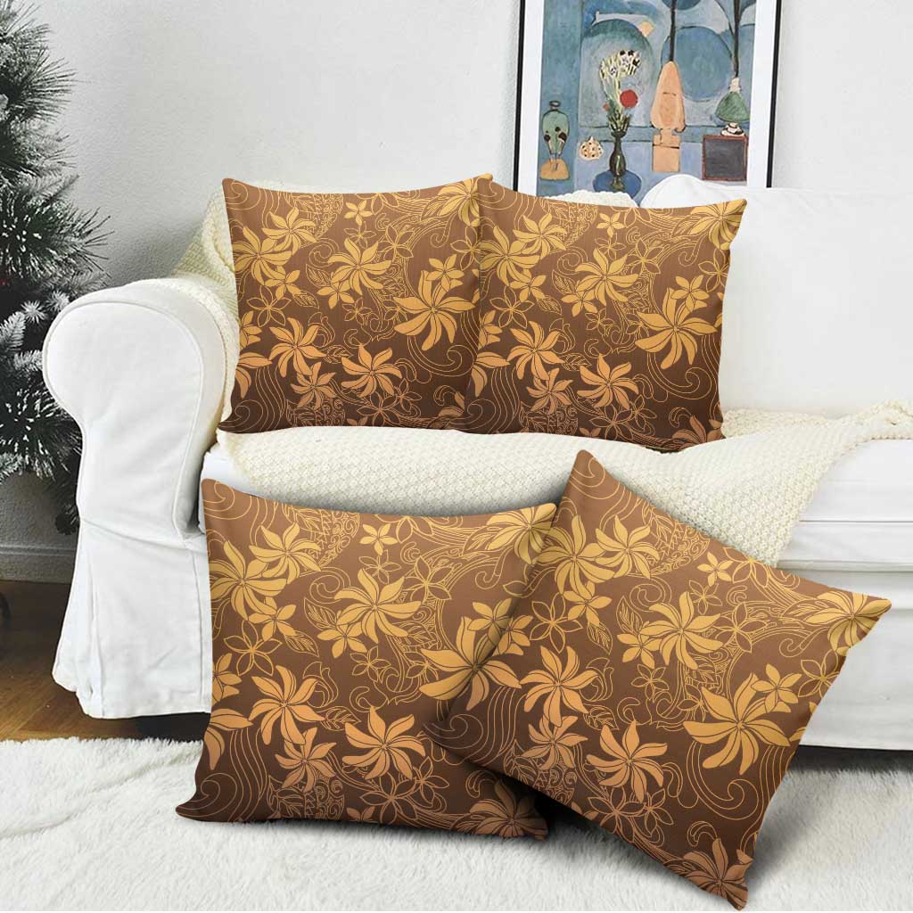 Tiare Tahiti Pillow Cover Brown Polynesia Motifs LT05 - Polynesian Pride