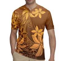 Tiare Tahiti Rugby Jersey Brown Polynesia Motifs - Polynesian Pride