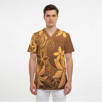 Tiare Tahiti Scrub Top Brown Polynesia Motifs LT05 - Polynesian Pride