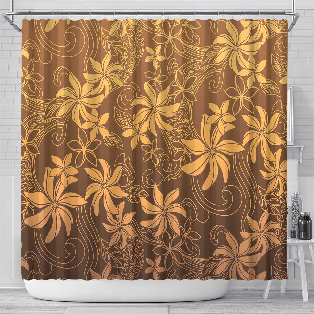 Tiare Tahiti Shower Curtain Brown Polynesia Motifs LT05 - Polynesian Pride