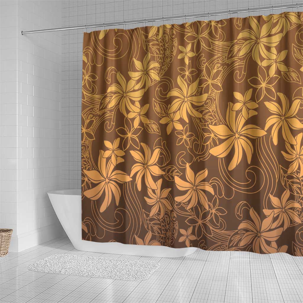 Tiare Tahiti Shower Curtain Brown Polynesia Motifs LT05 - Polynesian Pride
