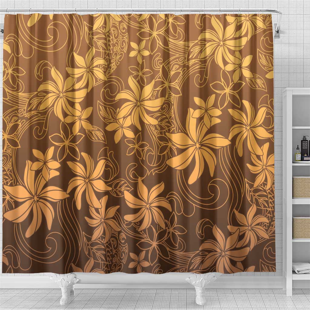 Tiare Tahiti Shower Curtain Brown Polynesia Motifs LT05 - Polynesian Pride