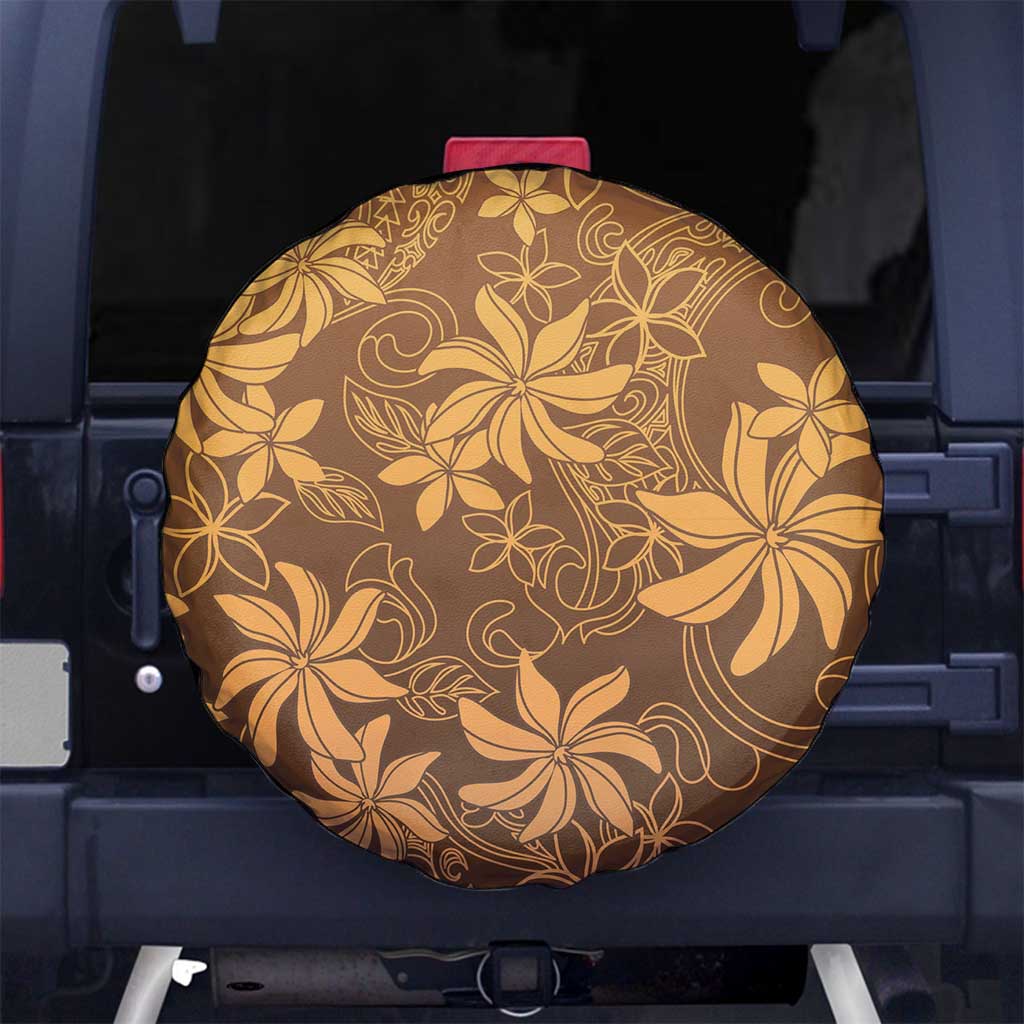 Tiare Tahiti Spare Tire Cover Brown Polynesia Motifs LT05 No hole Brown - Polynesian Pride