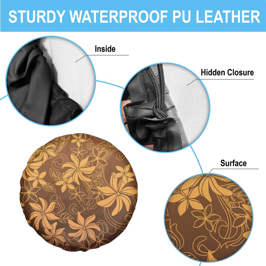Tiare Tahiti Spare Tire Cover Brown Polynesia Motifs LT05 - Polynesian Pride