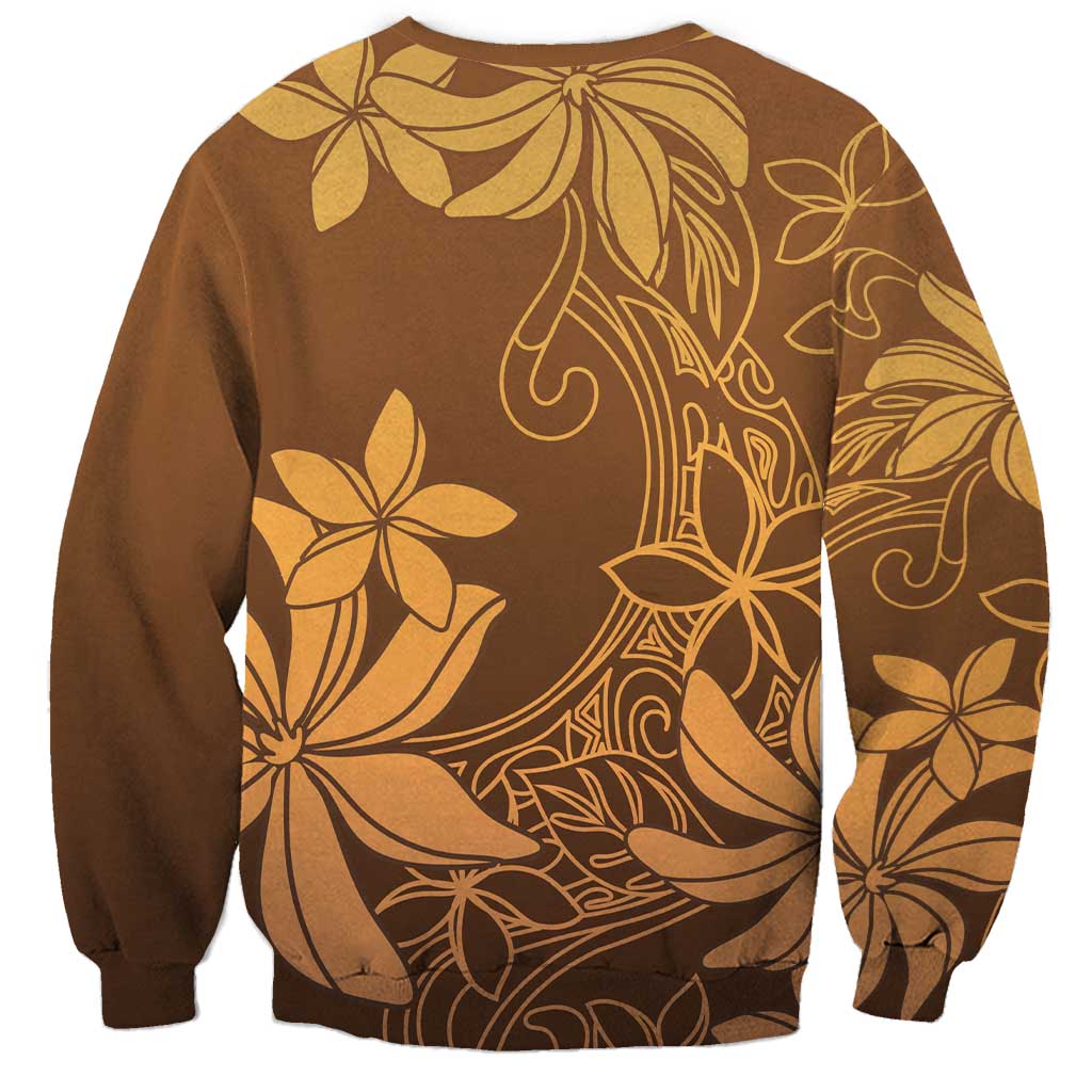 Tiare Tahiti Sweatshirt Brown Polynesia Motifs - Polynesian Pride