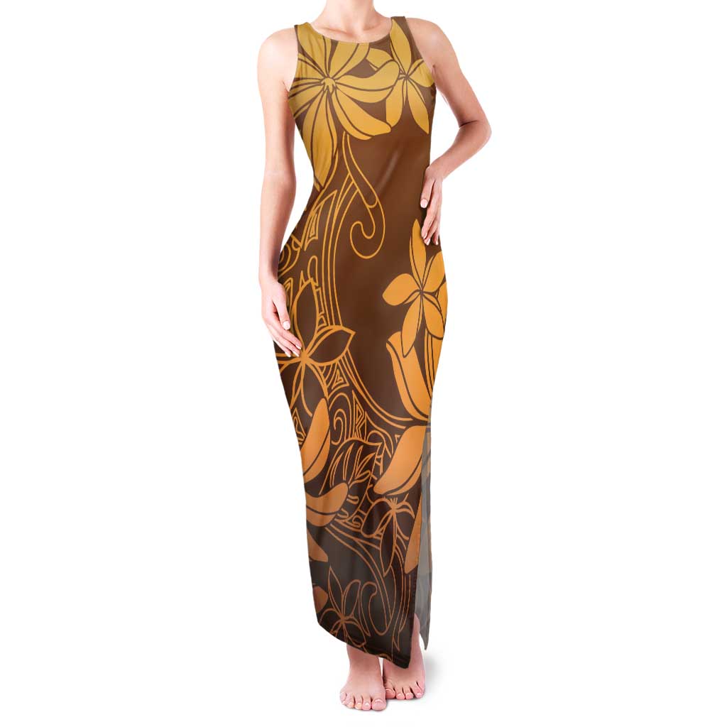 Tiare Tahiti Tank Maxi Dress Brown Polynesia Motifs - Polynesian Pride