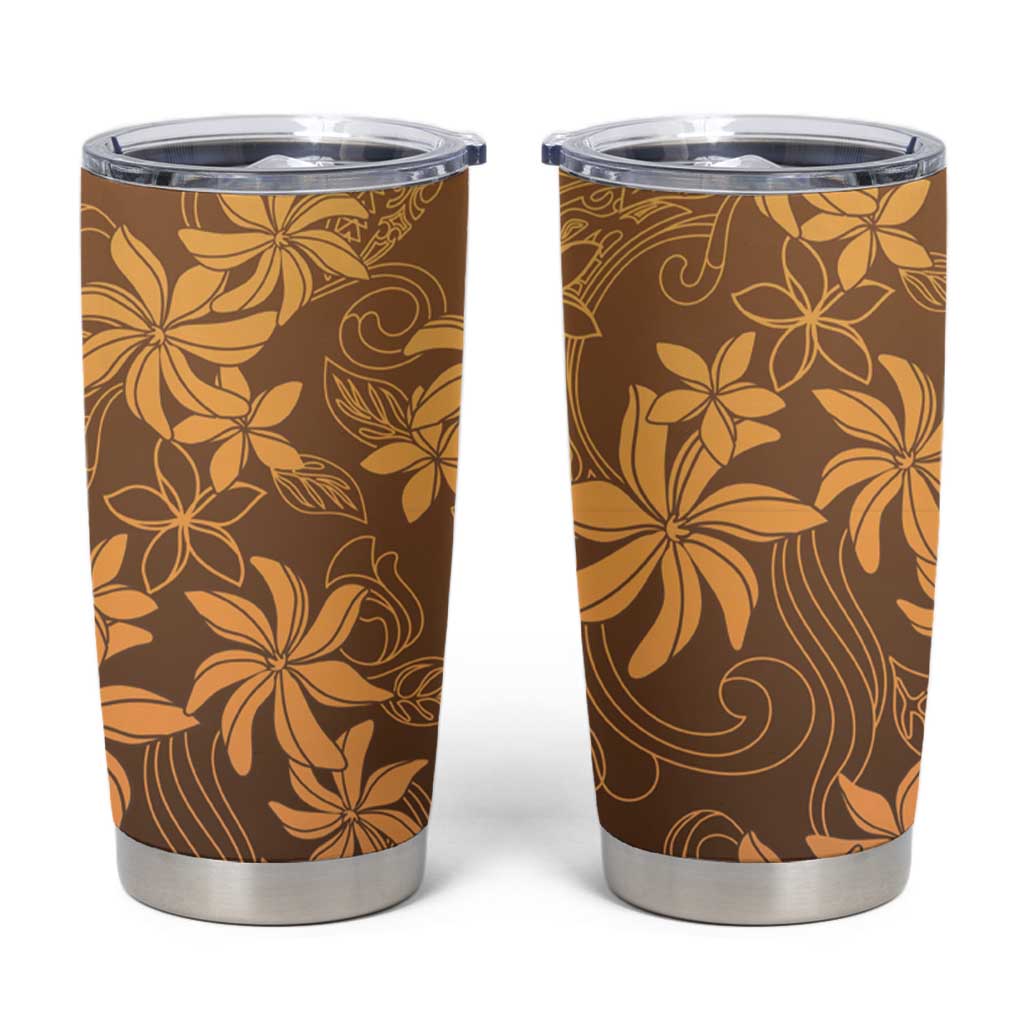 Tiare Tahiti Tumbler Cup Brown Polynesia Motifs - Polynesian Pride