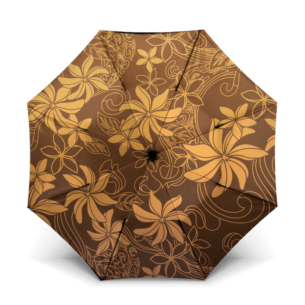 Tiare Tahiti Umbrella Brown Polynesia Motifs - Polynesian Pride