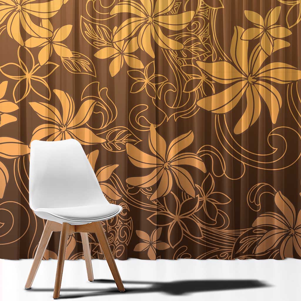 Tiare Tahiti Window Curtain Brown Polynesia Motifs LT05 - Polynesian Pride
