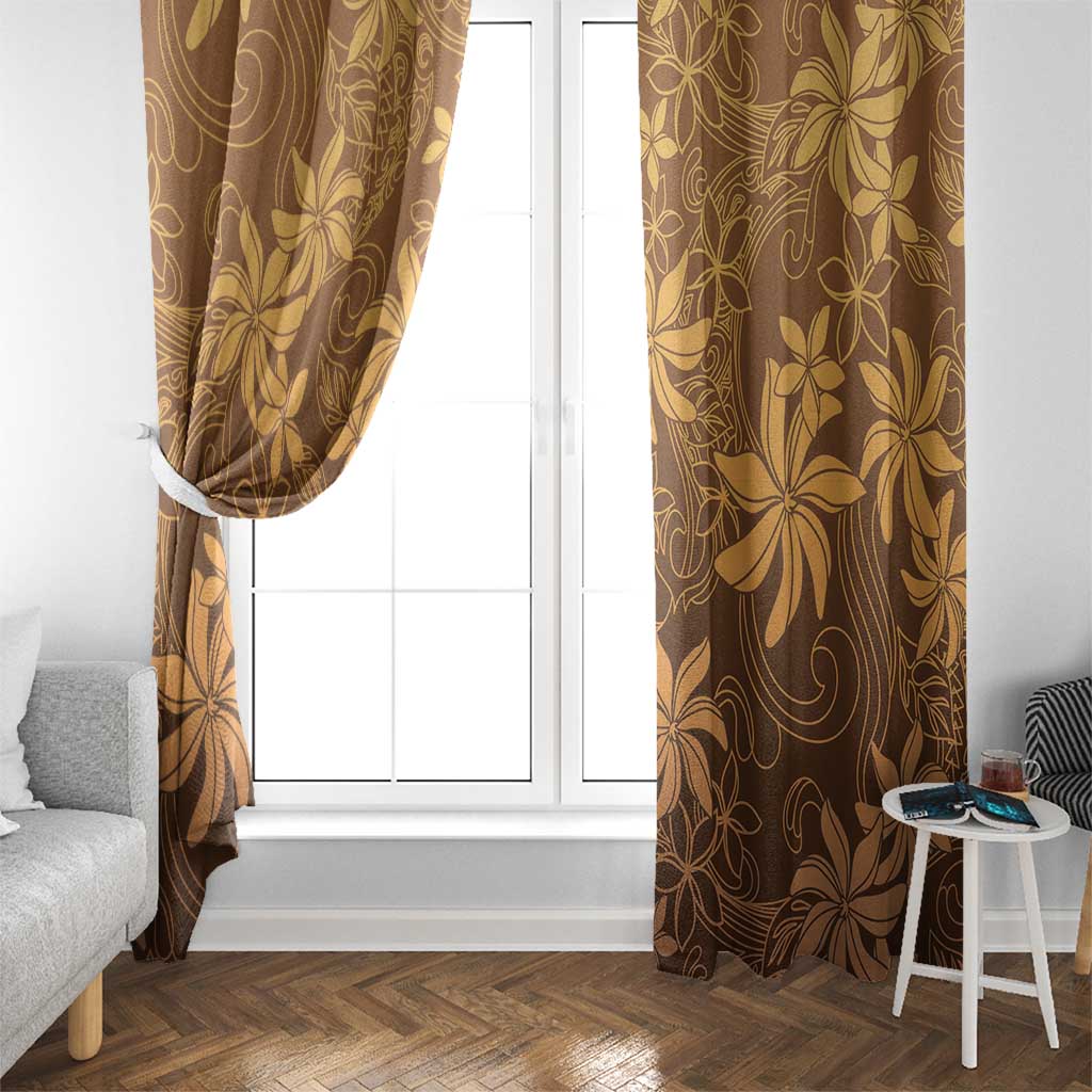 Tiare Tahiti Window Curtain Brown Polynesia Motifs LT05 - Polynesian Pride