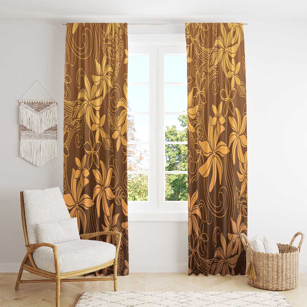 Tiare Tahiti Window Curtain Brown Polynesia Motifs LT05 - Polynesian Pride
