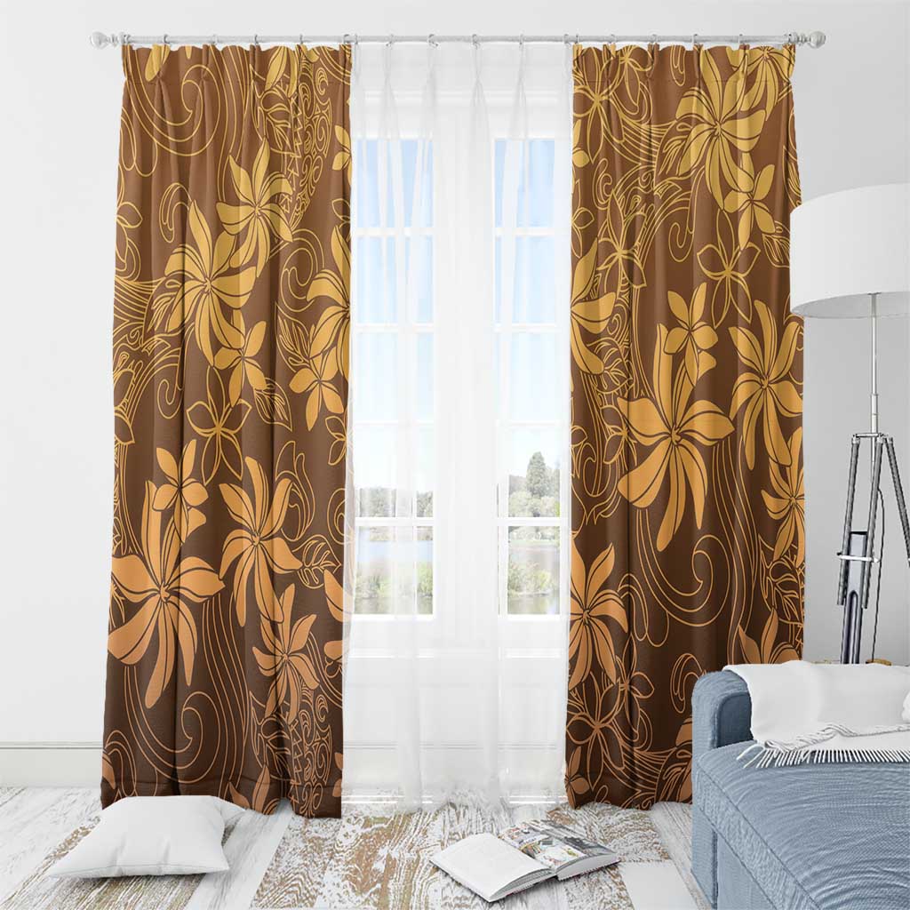 Tiare Tahiti Window Curtain Brown Polynesia Motifs LT05 - Polynesian Pride