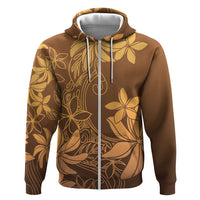Tiare Tahiti Zip Hoodie Brown Polynesia Motifs LT05 Zip Hoodie Brown - Polynesian Pride
