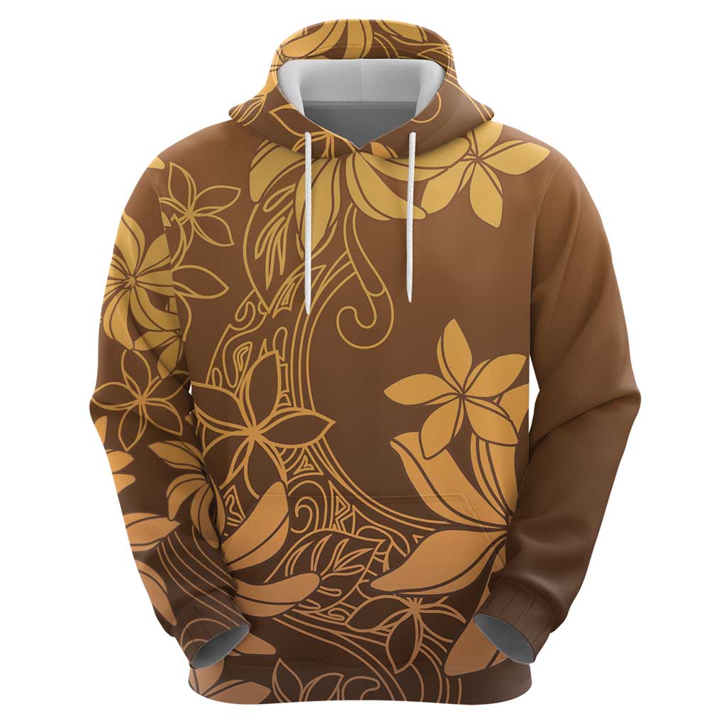 Tiare Tahiti Zip Hoodie Brown Polynesia Motifs LT05 - Polynesian Pride