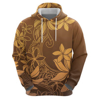 Tiare Tahiti Zip Hoodie Brown Polynesia Motifs LT05 - Polynesian Pride