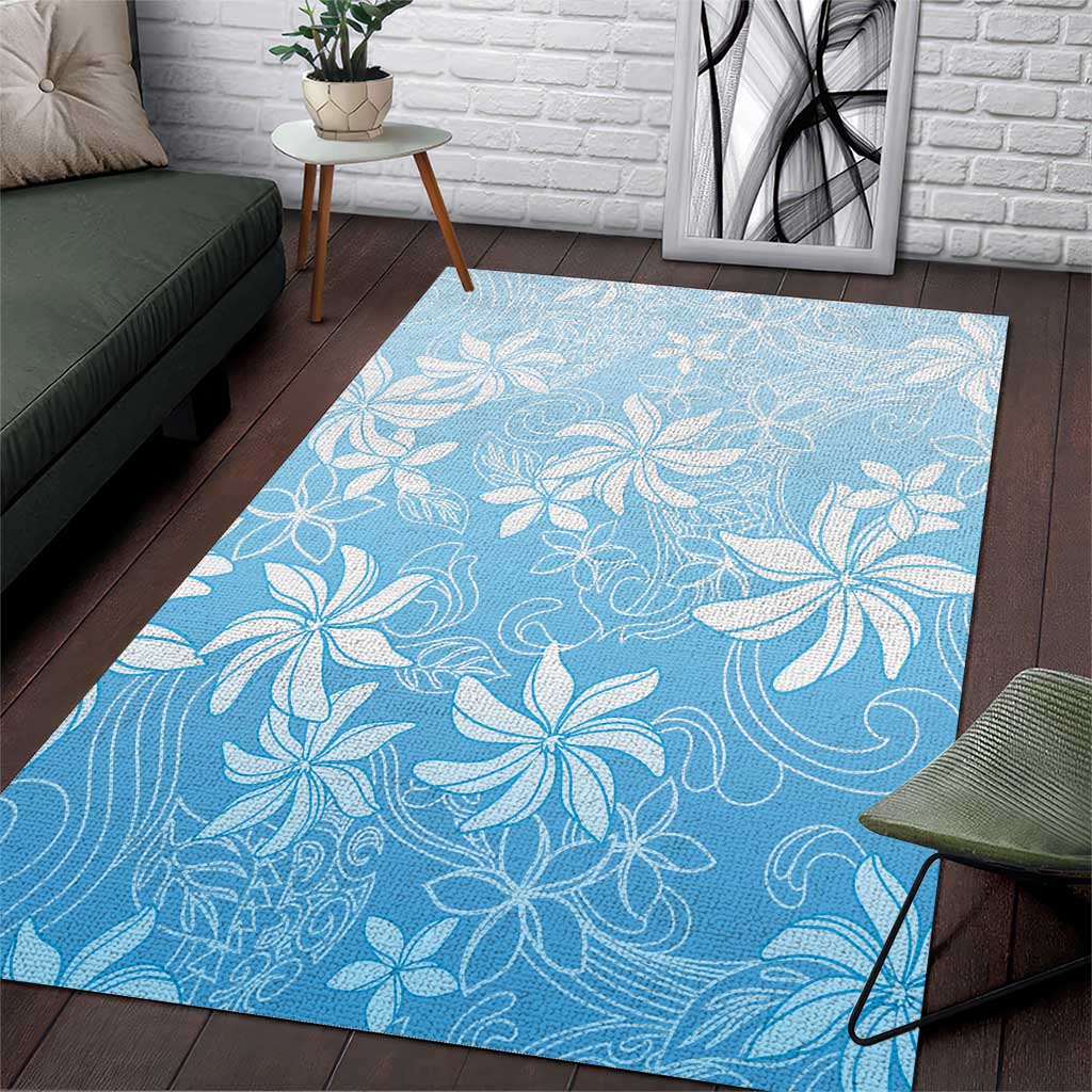 Tiare Tahiti Area Rug Blue Polynesia Motifs LT05 Blue - Polynesian Pride
