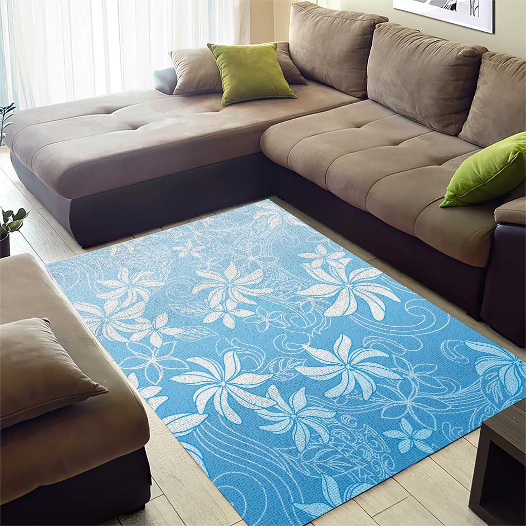 Tiare Tahiti Area Rug Blue Polynesia Motifs LT05 - Polynesian Pride