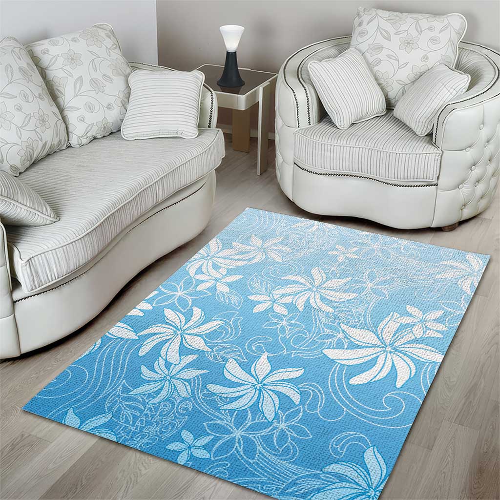 Tiare Tahiti Area Rug Blue Polynesia Motifs LT05 - Polynesian Pride