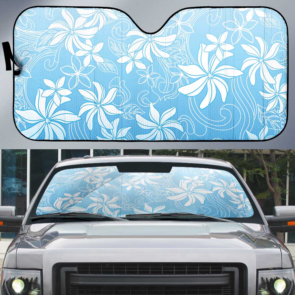 Tiare Tahiti Auto Sun Shade Blue Polynesia Motifs - Polynesian Pride