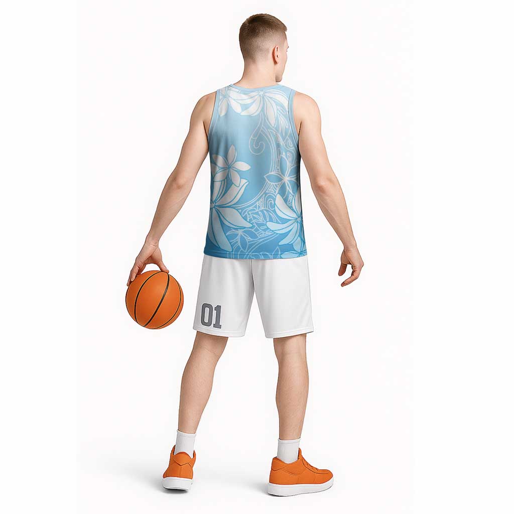 Tiare Tahiti Basketball Jersey Blue Polynesia Motifs - Polynesian Pride