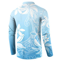 Tiare Tahiti Button Sweatshirt Blue Polynesia Motifs - Polynesian Pride