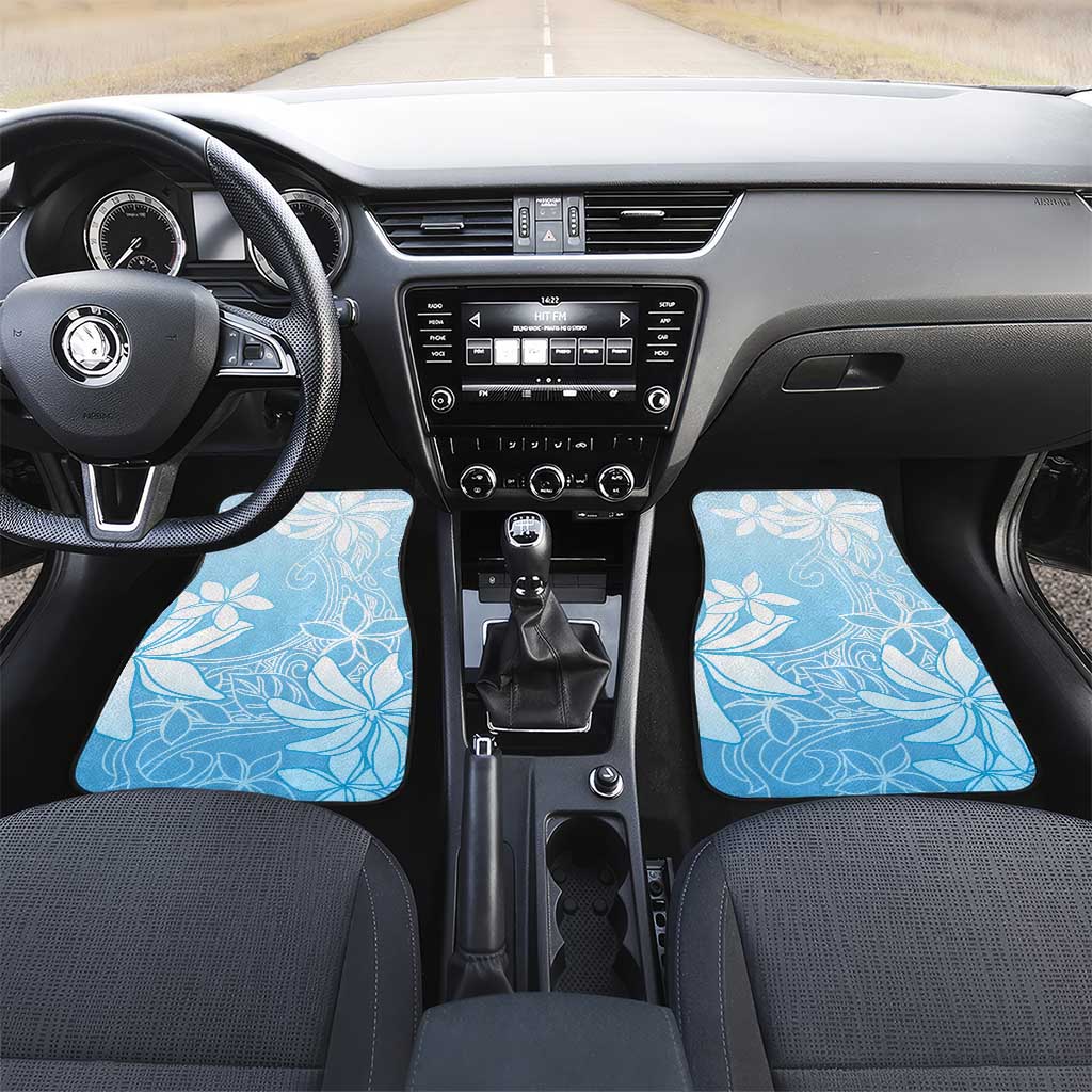 Tiare Tahiti Car Mats Blue Polynesia Motifs LT05 Set 2pcs - Front Blue - Polynesian Pride