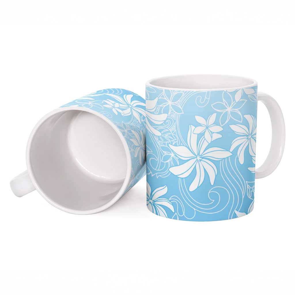Tiare Tahiti Ceramic Mug Blue Polynesia Motifs - Polynesian Pride
