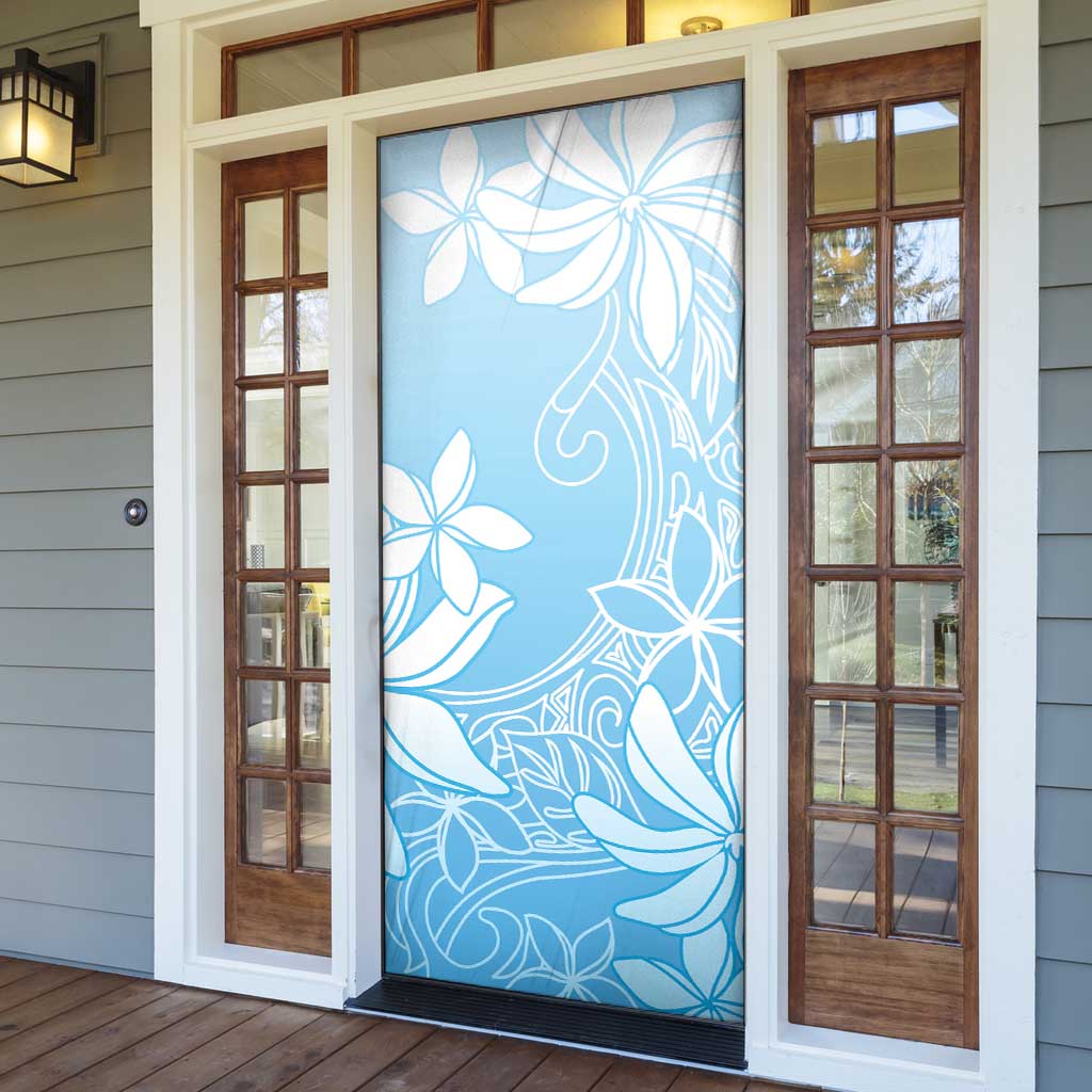 Tiare Tahiti Door Cover Blue Polynesia Motifs - Polynesian Pride