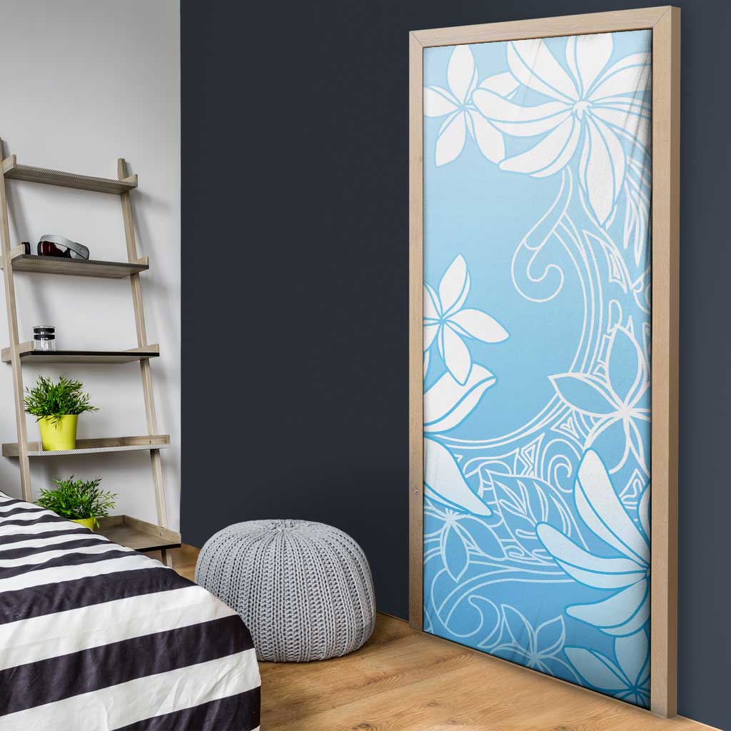 Tiare Tahiti Door Cover Blue Polynesia Motifs - Polynesian Pride