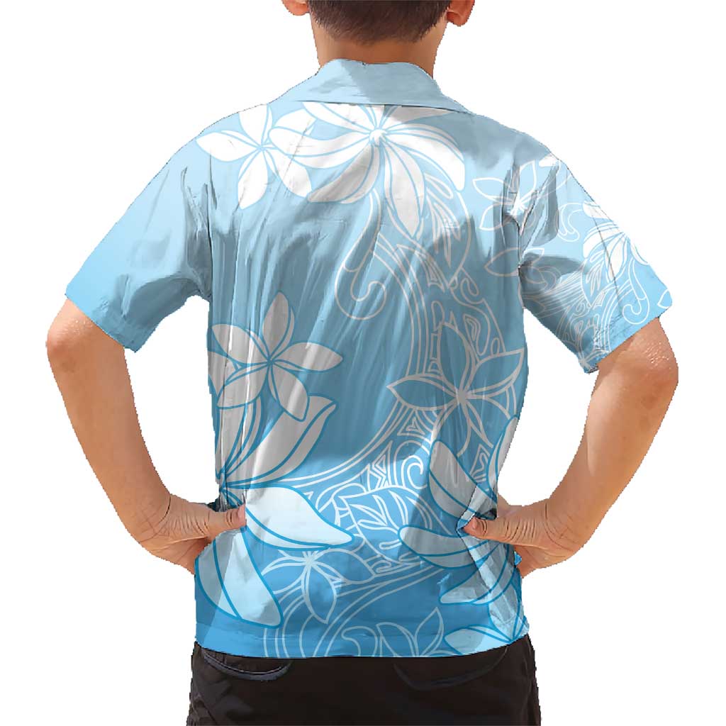 Tiare Tahiti Family Matching Short Sleeve Bodycon Dress and Hawaiian Shirt Blue Polynesia Motifs - Polynesian Pride