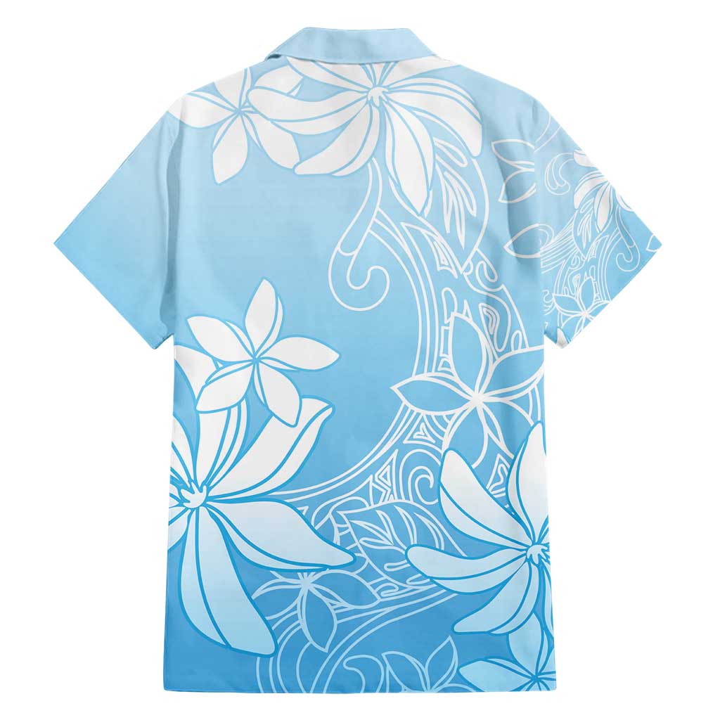 Tiare Tahiti Family Matching Short Sleeve Bodycon Dress and Hawaiian Shirt Blue Polynesia Motifs - Polynesian Pride