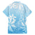 Tiare Tahiti Family Matching Short Sleeve Bodycon Dress and Hawaiian Shirt Blue Polynesia Motifs - Polynesian Pride