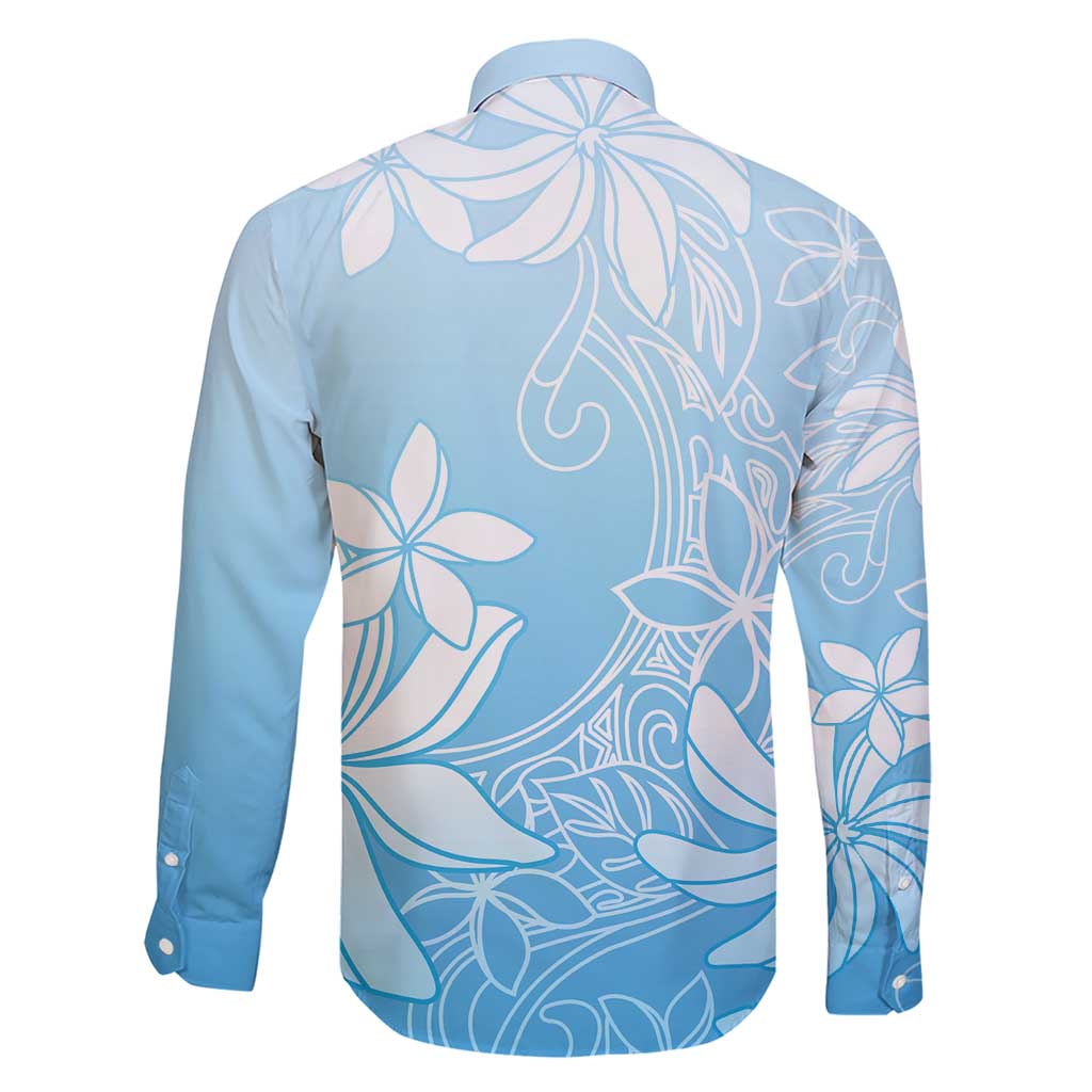 Tiare Tahiti Family Matching Short Sleeve Bodycon Dress and Hawaiian Shirt Blue Polynesia Motifs - Polynesian Pride