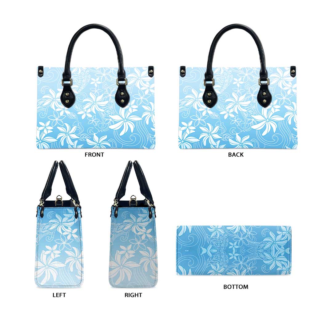 Tiare Tahiti Leather Bag Blue Polynesia Motifs - Polynesian Pride