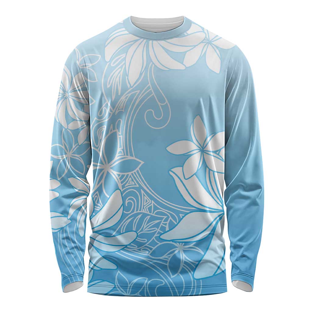 Tiare Tahiti Long Sleeve Shirt Blue Polynesia Motifs - Polynesian Pride