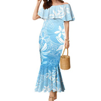 Tiare Tahiti Mermaid Dress Blue Polynesia Motifs LT05 Women Blue - Polynesian Pride