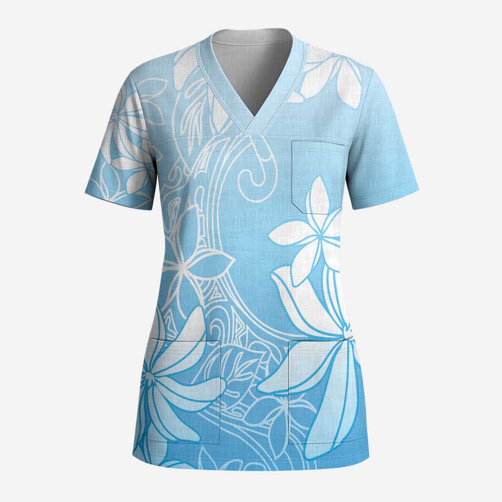 Tiare Tahiti Scrub Top Blue Polynesia Motifs LT05 Adult Blue - Polynesian Pride