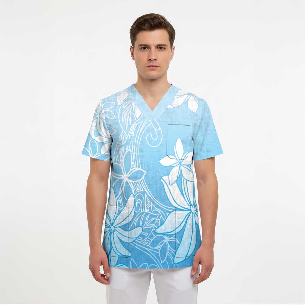 Tiare Tahiti Scrub Top Blue Polynesia Motifs LT05 - Polynesian Pride