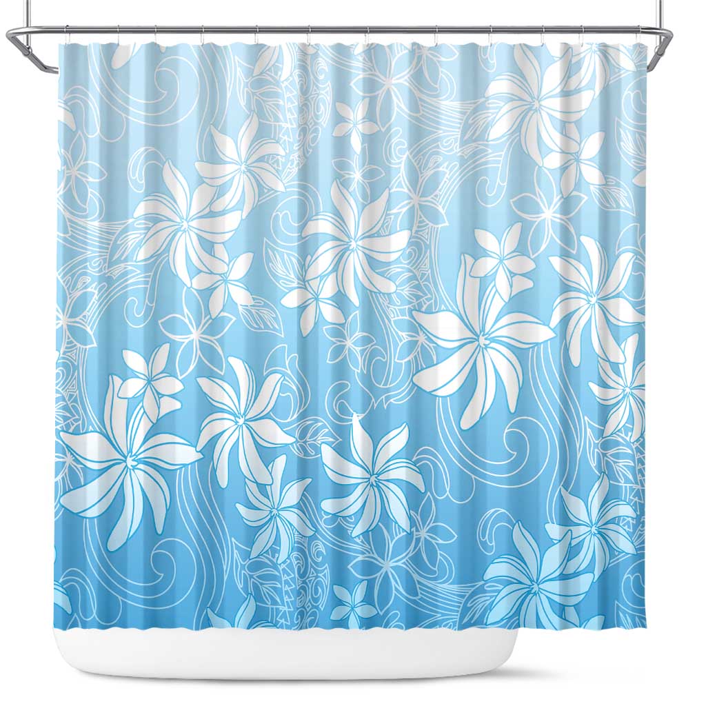 Tiare Tahiti Shower Curtain Blue Polynesia Motifs LT05 Blue - Polynesian Pride