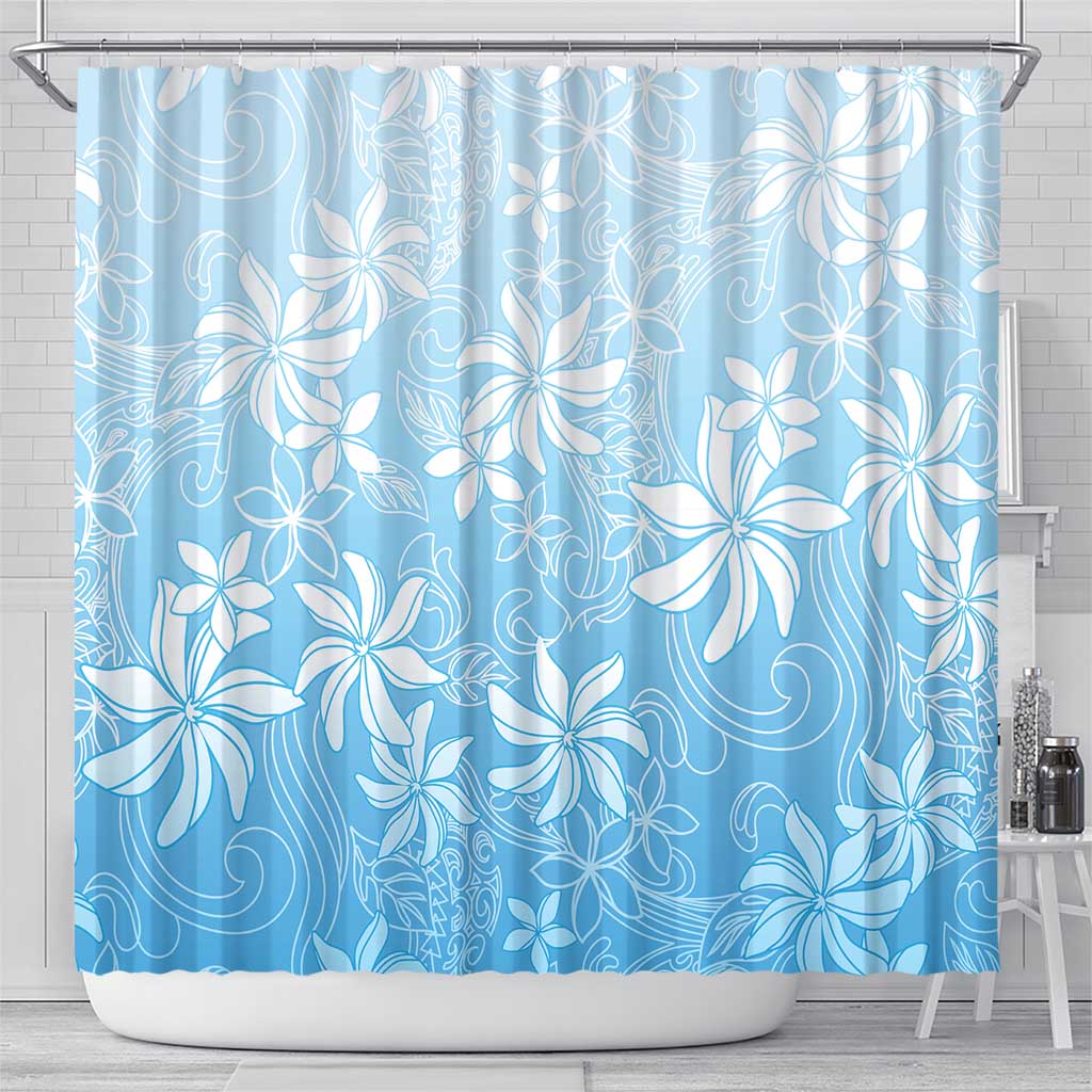 Tiare Tahiti Shower Curtain Blue Polynesia Motifs LT05 - Polynesian Pride