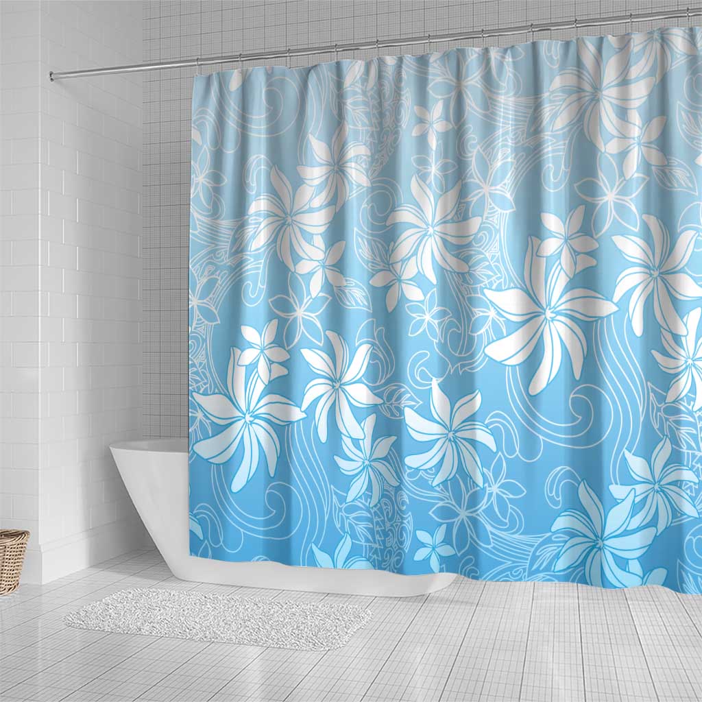 Tiare Tahiti Shower Curtain Blue Polynesia Motifs LT05 - Polynesian Pride