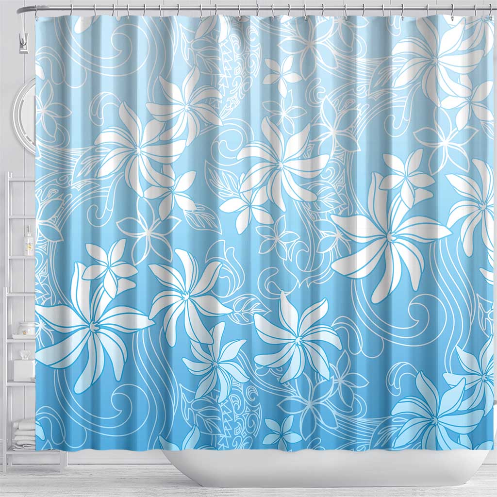 Tiare Tahiti Shower Curtain Blue Polynesia Motifs LT05 - Polynesian Pride